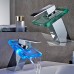 Auralum LED Glass Waterfall Faucet Bathroom Basin Sink Faucet Chrome Finish with 3 Color Changing RGB Lights Faucets LED RGB 2 - B01NBATQYM